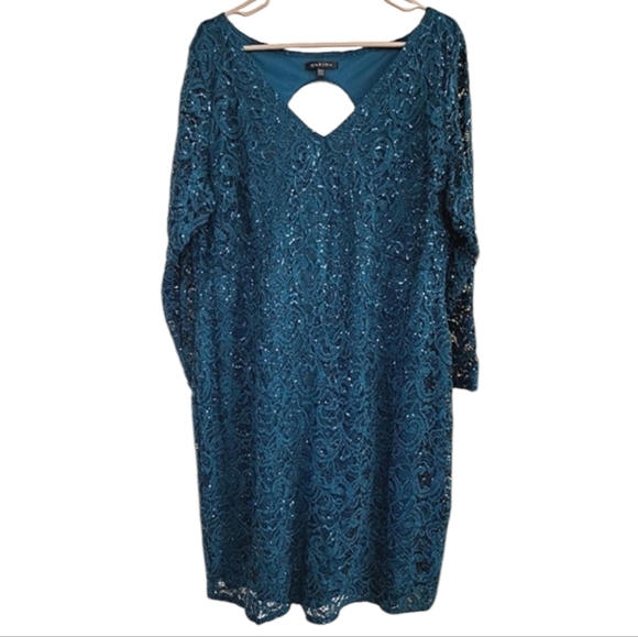 MARINA Dresses & Skirts - Marina Elegant Teal Lace Sequin Dress Size 22W